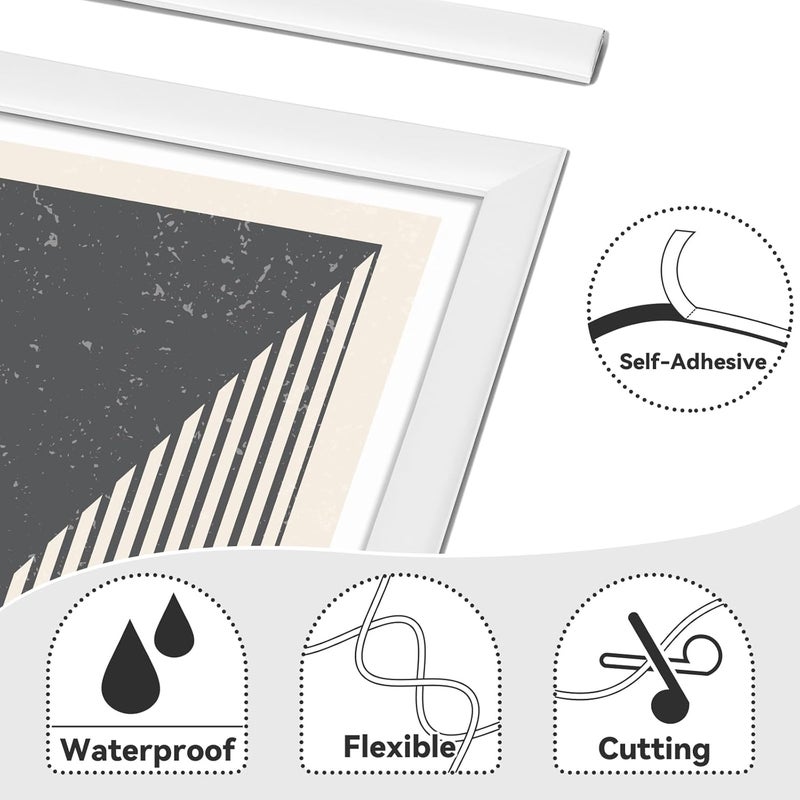 JSIWOTH 9.8 Ft Peel and Stick Wall Molding Trim, White(Paintable) Self Adhesive Flexible Trim for Wall, Edges, Borders, Window Frames, Backsplash Tiles, Baseboard & More (W:0.4", T:0.1") - Image 4